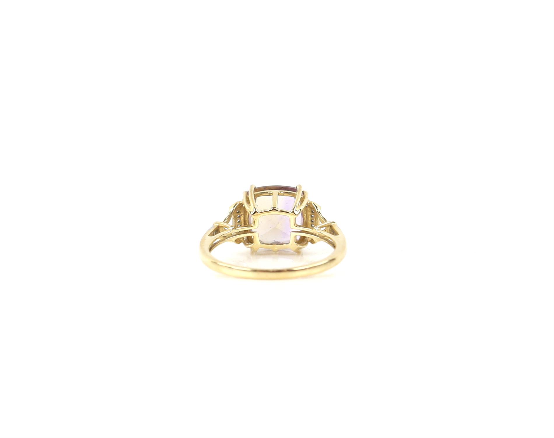 A cocktail ring, centrally set with checker board prasiolite, surrounded by round cut diamonds, - Image 5 of 5