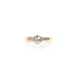 Single stone diamond ring, set with old cut diamond, estimated diamond weight 0.50 carat,