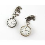 Open faced pocket watch, white enamel dial with Roman numerals, minute track and subsidiary seconds