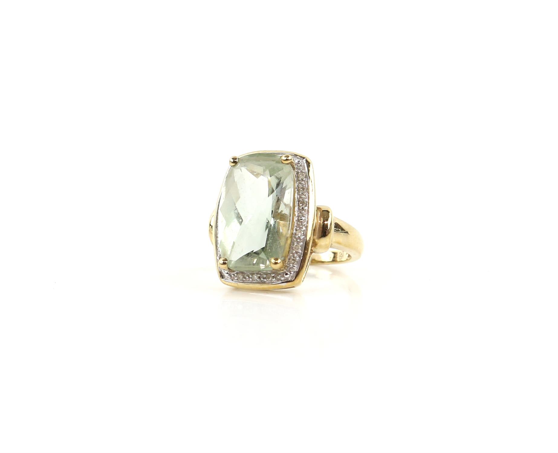 A cocktail ring, centrally set with checker board prasiolite, surrounded by round cut diamonds, - Image 2 of 5