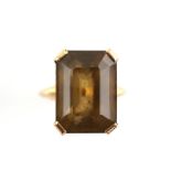 Cocktail ring, set with a rectangular step cut citrine, estimated weight 23 carats,