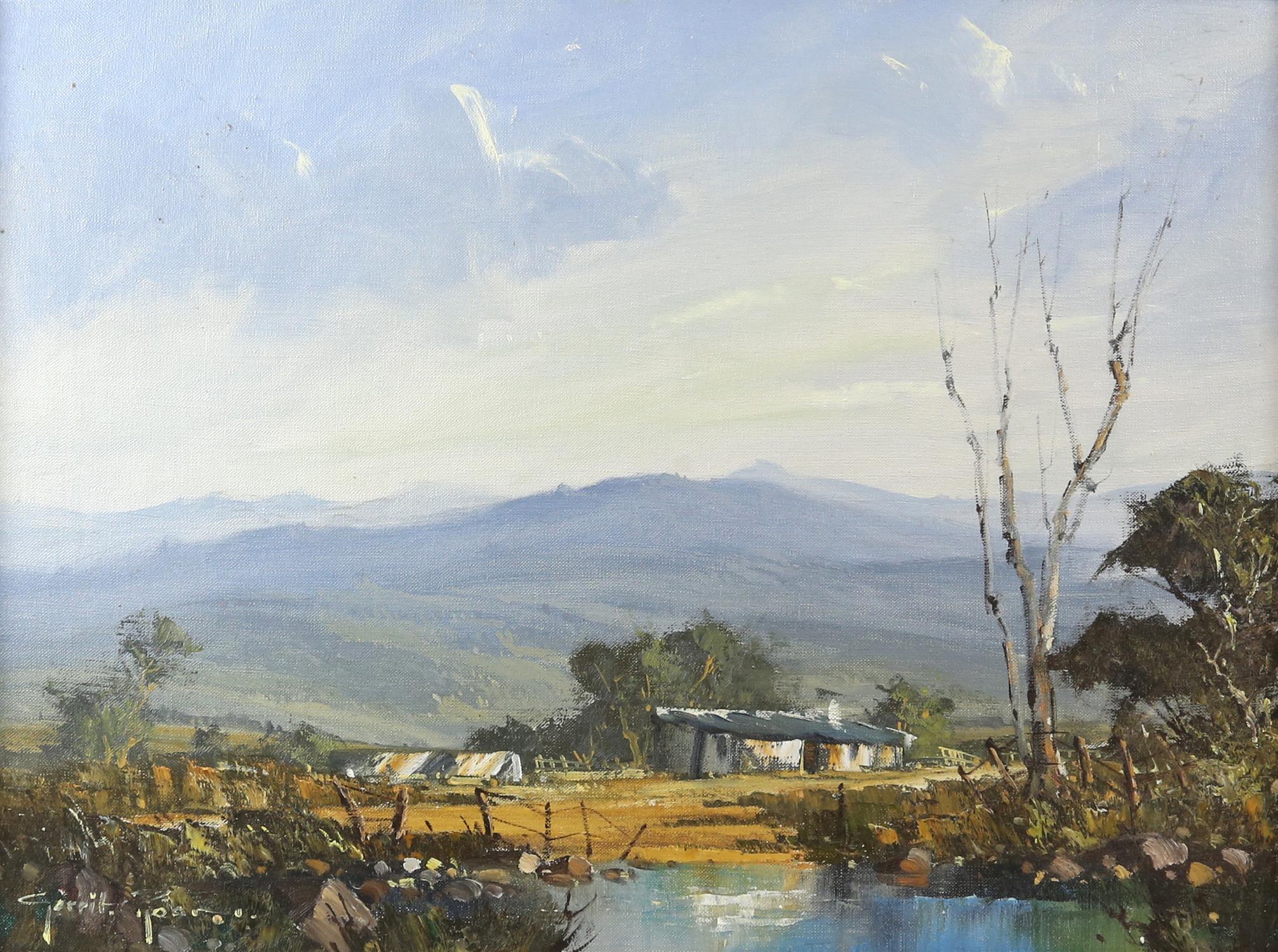 Gerrit Roon (South African 1937) Homestead, oil on canvas, signed, 46cm x 61cm