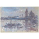 Tony Merrick (British 20th century), 'Twilight, Hammersmith Bridge 2010', inscribed verso,