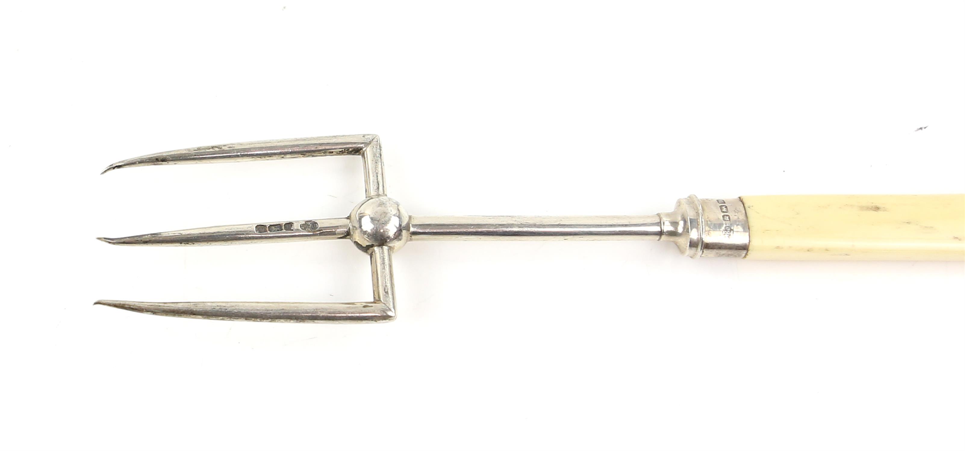 Victorian silver Stilton scoop with ivory handle Birmingham 1874 by George Unite and a toasting - Image 5 of 10