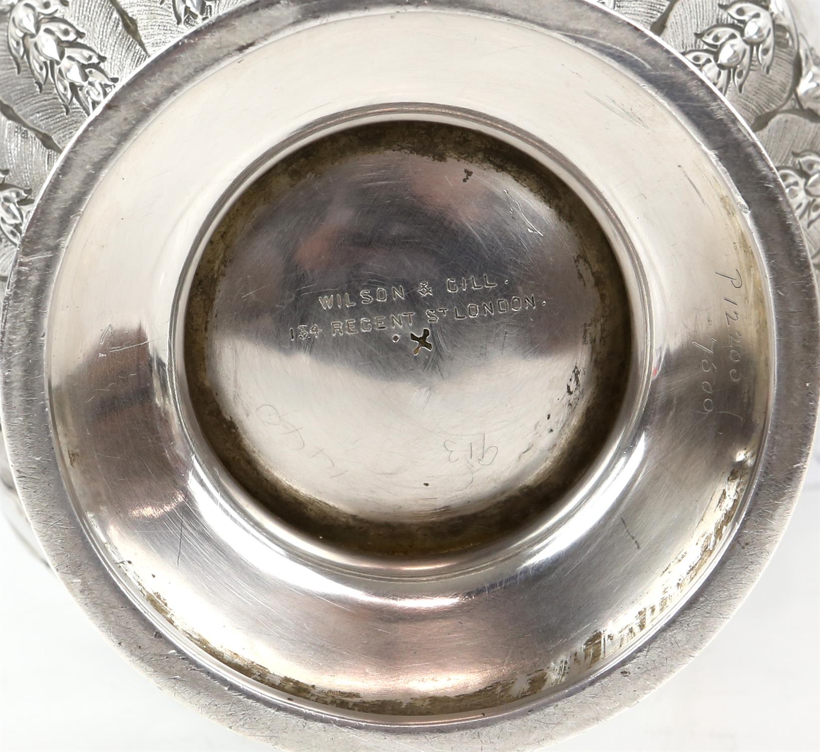 Victorian silver tea and coffee service with blank cartouches hung from ribbons and swags, - Image 12 of 13