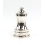 Silver pepper grinder marked 925 and Collet Geneve, 10 cms high