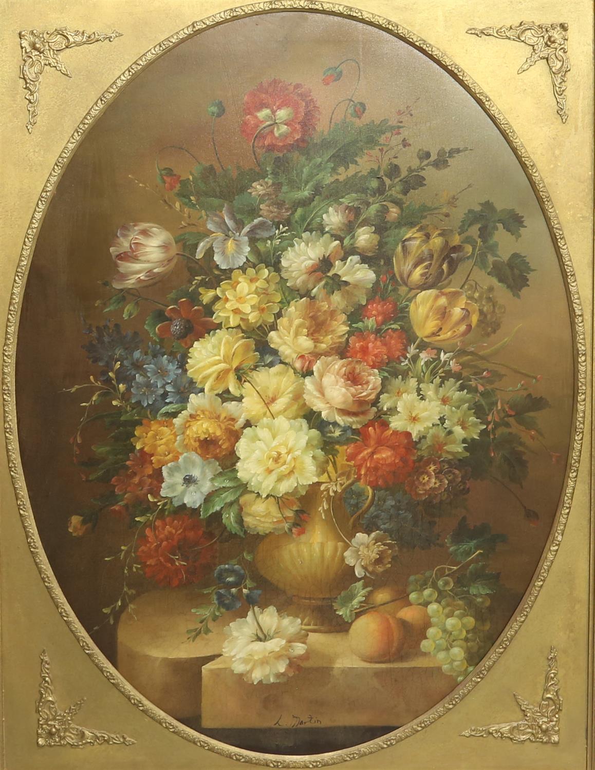 L. Martin Still life, flowers in a vase, oil on canvas, signed 120cm x 90cm