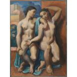 § Lionel Ellis,. (1903-1988) Two Seated Nudes. Oil on board, unsigned. 80 x 67cm.