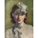 § Lionel Ellis (1903-1988), Portrait of a Woman in a White Hat. Oil on canvas 1939,