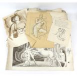 § Lionel Ellis (1903-1988) A large folder containing drawings, sketches and watercolours with