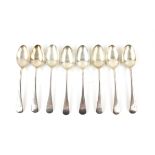 Old English Pattern silver flatware (1930s various dates) comprising eight table spoons,