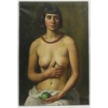 § Lionel Ellis.(1903-1988), Portrait of a Nude with an apple. Oil. 91 x 61cm. Lionel Ellis ARCA