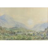 Pair of late 19th century mountainous landscapes, watercolours, one signed indistinctly and dated