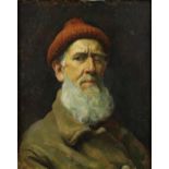 § Lionel Ellis (1903-1988). Portrait of a Bearded Man with Red Cap, possibly a self portrait.
