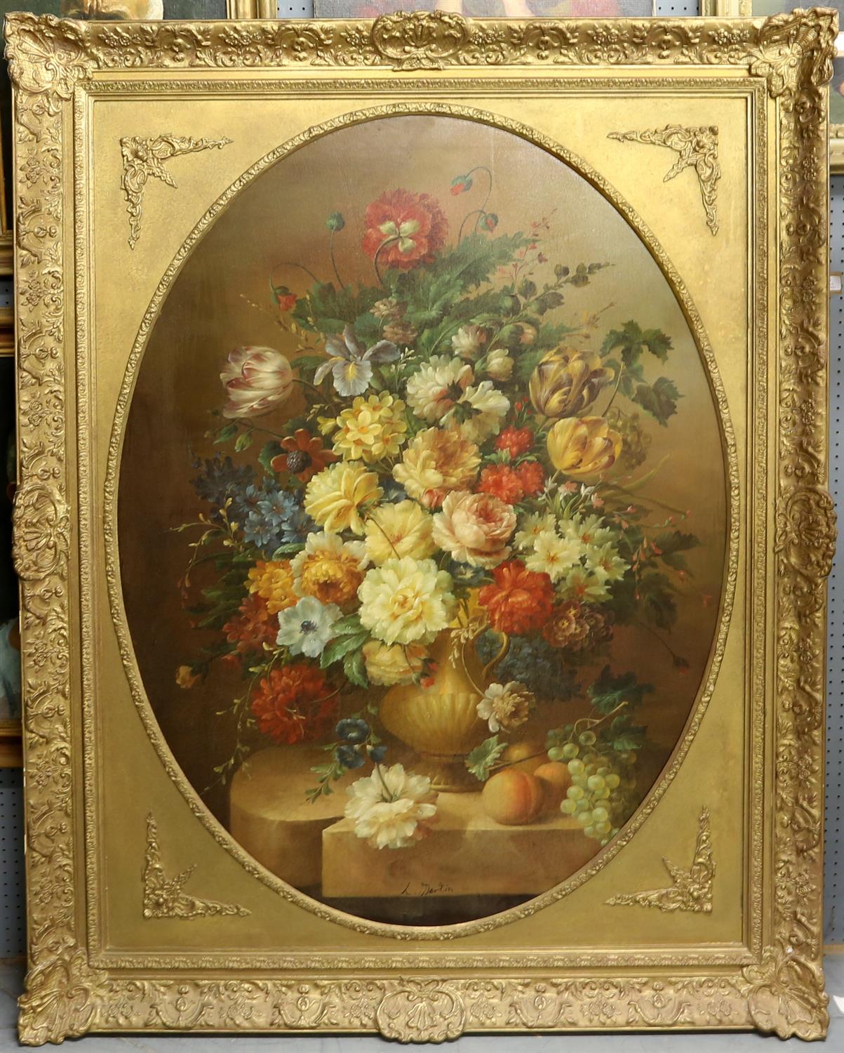 L. Martin Still life, flowers in a vase, oil on canvas, signed 120cm x 90cm - Image 2 of 4