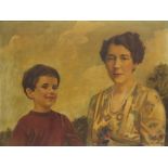 Salomon van Abbe (Dutch/British, 1883-1955). Portrait of grandmother and grandson. Oil on canvas.