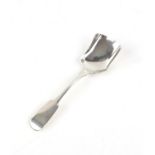 Fiddle pattern rectangular bowl silver caddy spoon by George Unite, Birmingham 1847