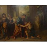 Attributed to Henry Howard RA (1769-1847), 'Return of the Prodigal Son'.Oil on canvas. Framed.