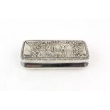 Edward VII silver table box by Henry Matthews Birmingham 1901, the top embossed with a minstrel