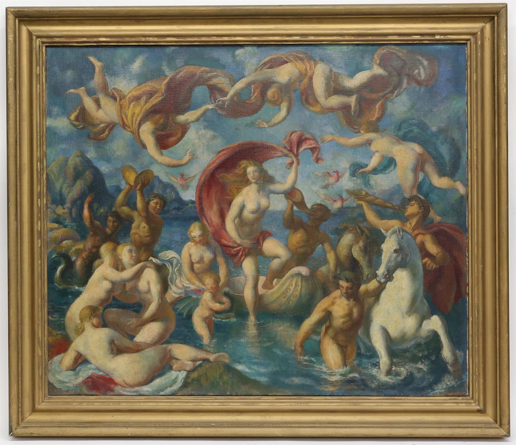 § Lionel Ellis.(1903-1988) The Arrival of Venus. Oil on canvas, unsigned. 78 x 90cm. - Image 2 of 3