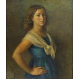 § Lionel Ellis, (1903-1988). Portrait of a Standing Woman, half length. Oil on canvas 1929,