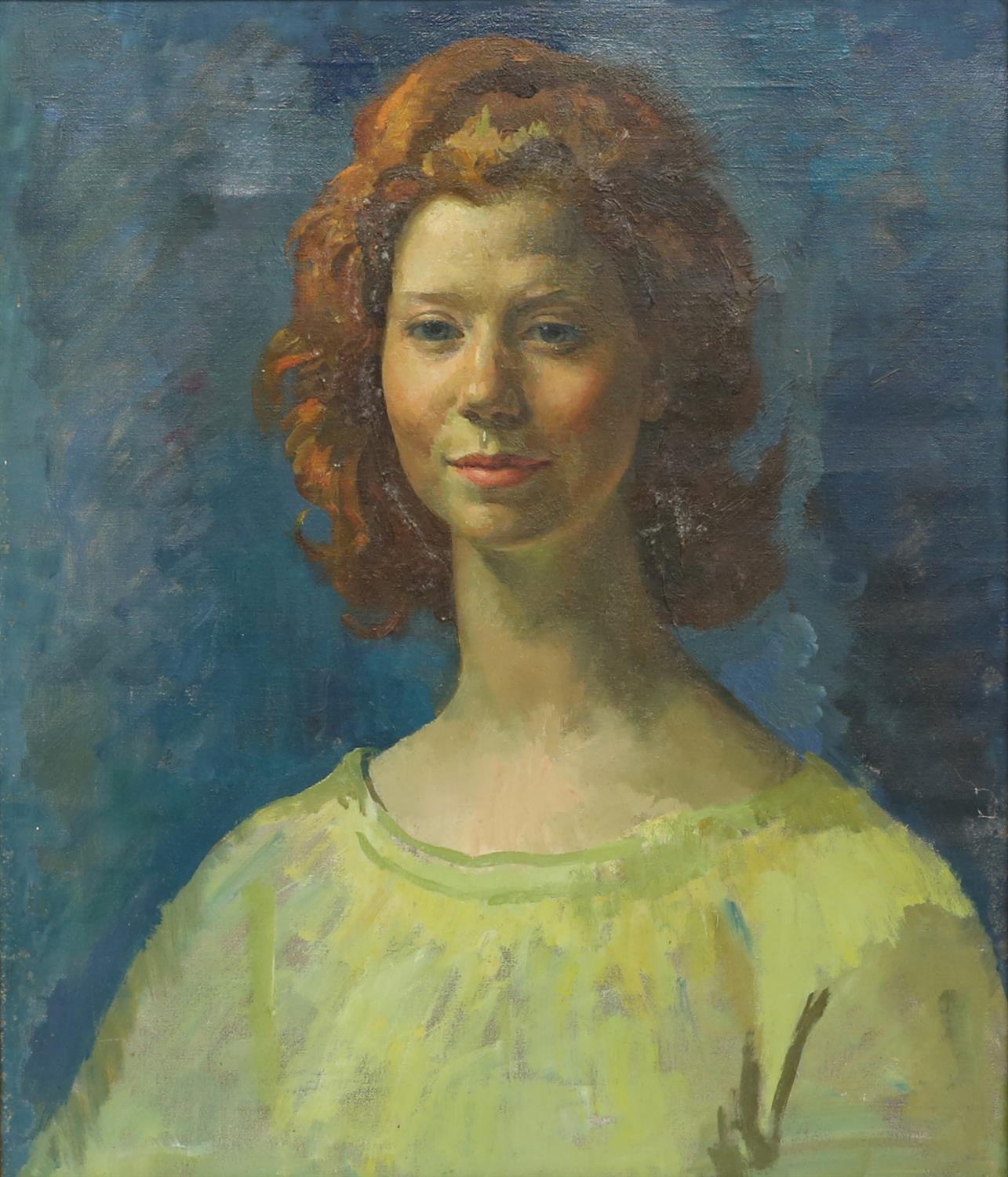 § Lionel Ellis.(1903-1988) Portrait of a Woman in Yellow Blouse. Oil on canvas, unsigned.