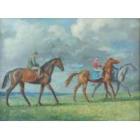§ Lionel Ellis (1903-1988) Riders in a landscape. Oil on canvas, unsigned. 38 x 48cm.
