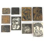 § Lionel Ellis (1903-1988). A quantity of small carved woodblocks including ‘The Arcadian’,