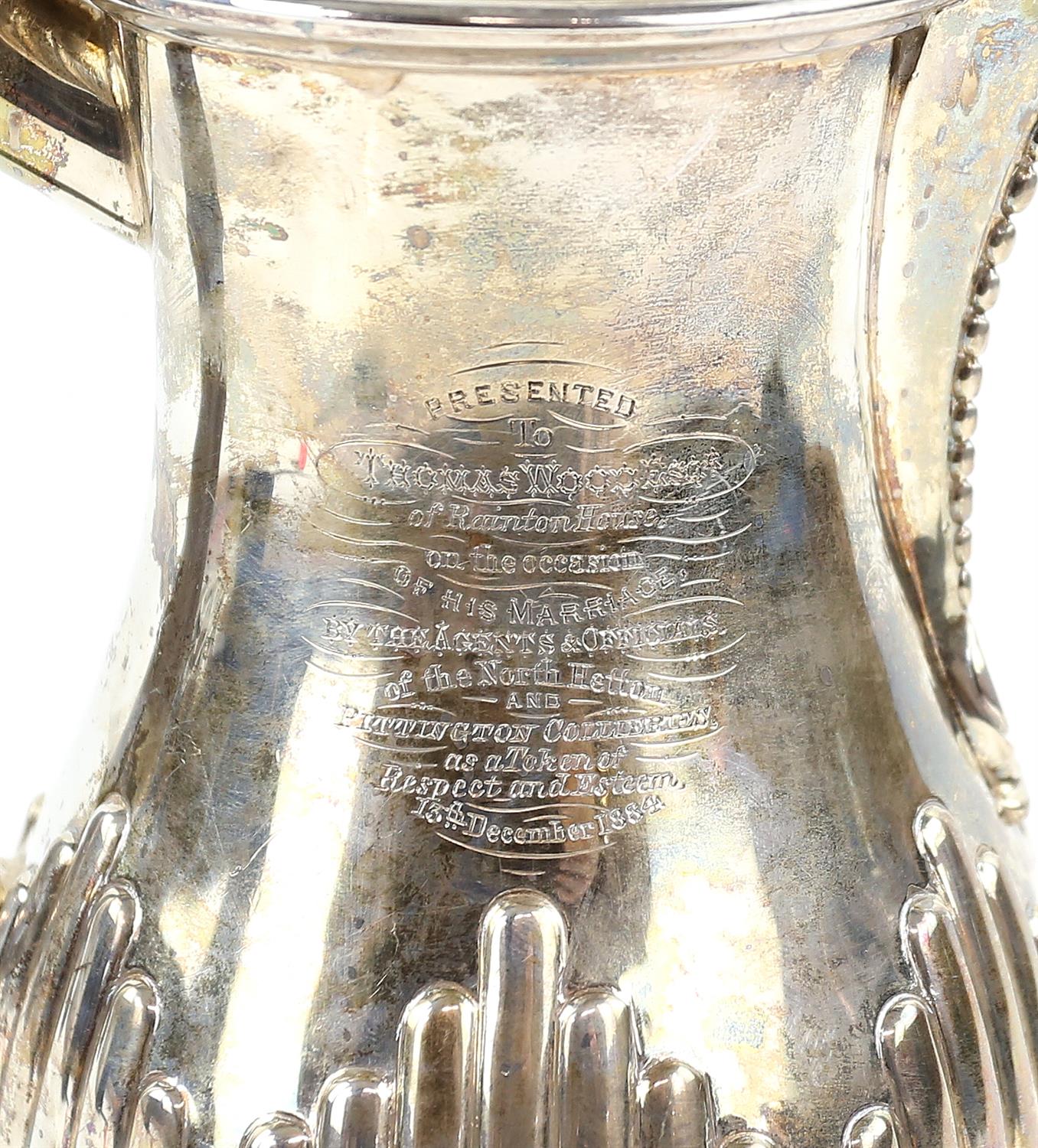 George III silver jug by John Emes, London 1798,half reeded decoration the cover with urn finial, - Image 3 of 4