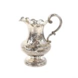 Victorian silver cream jug, by James Charles Edington, Chester 1839, decorated with flowers and