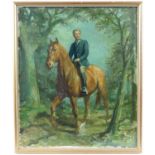 § Lionel Ellis. (1903-1988) A Rider on Horseback. Oil on board, unsigned. 32 x 38cm.