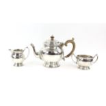 Three piece silver tea service by Edward Barnard & Sons Ltd, London 1954, 30.5oz, gross weight