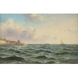John H. 'Jock' Wilson (BRITISH, 1774–1855), Shipping off a coastal town, oil on board, signed,