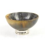Contemporary silver and horn Libation cup, by M and A Co, London 2001