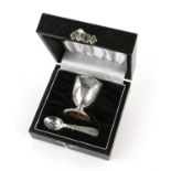 AMENDED DESCRIPTION Hong Kong Sterling silver cased two piece Christening set, the egg cup with