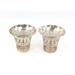 Edward VII pair of pierced silver vases by Cohen & Charles, Birmingham 1902-3, 9 cms high,