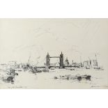 Edward Wesson (British 1910-1983), 'View from Rotherhithe', signed and dated '56, pen and ink,