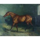 § Lionel Ellis (1903-1988).’Intruder’, Horse in a Stable. Oil on board 1951. Signed and dated lower
