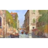 Marcus Ford (British 1914-1989), Venice canal scene, signed, oil on canvas, 44.5 x 74.5cm,