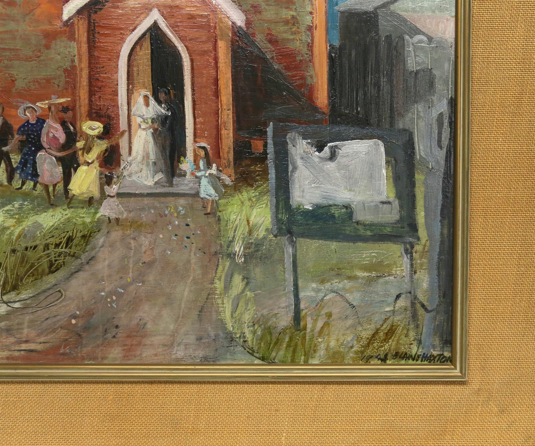 Elaine Haxton (Australian, 1909-1999) 'Country Wedding' (1948). Oil on board. Signed and dated - Image 4 of 4