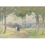 Adam Knight (1855-1931), woodland landscape. Watercolour. Signed lower right. Framed and glazed.