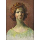§ Lionel Ellis. (1903-1988), Head and shoulder Portrait of a Blue-eyed woman. Oil on board,