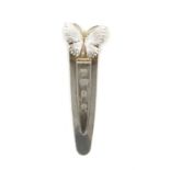 Novel silver bookmark with gilt bodied silver winged butterfly mount by Dix Jewellery, London 1988