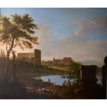 Circle of Locatelli (18th century Italian School). Pastoral landscape with Classical ruins and