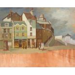 Clifford Charman, (British 1910-1992), Town view in Southern England with people,