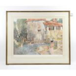 William Russell Flint, street scene. Lithograph. Numbered 117/850 in pencil and bearing gallery