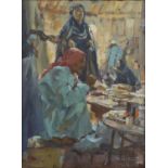 § Dennis Syrett (British Contemporary, b. 1934), North African street scene (1990). Oil on canvas.