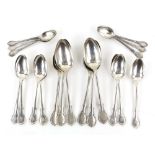19th century Swedish matching spoons by G Mollenborg, comprising six table spoons,