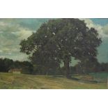 § Lionel Ellis (1903-1988). Horses grazing beneath an oak. Oil on canvas, signed lower left and