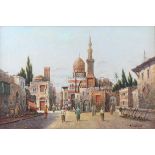 Karl Kaufmann (1843-1902), North African street scene with minarets in the background,